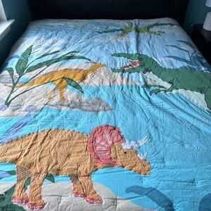 National Geographic x West Elm Queen Size Dinosaur Quilt 84" x 86" Bedspread